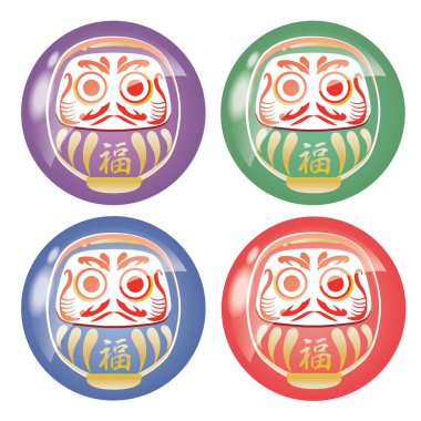 Japon Daruma doll - şanslı madde Icon set