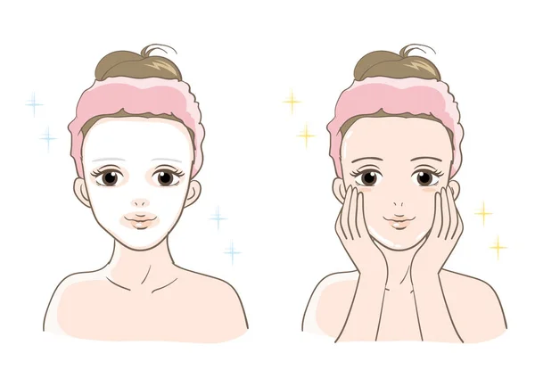 Set Cuidado Piel Estética Las Mujeres Sonrisa Tipo — Vector de stock