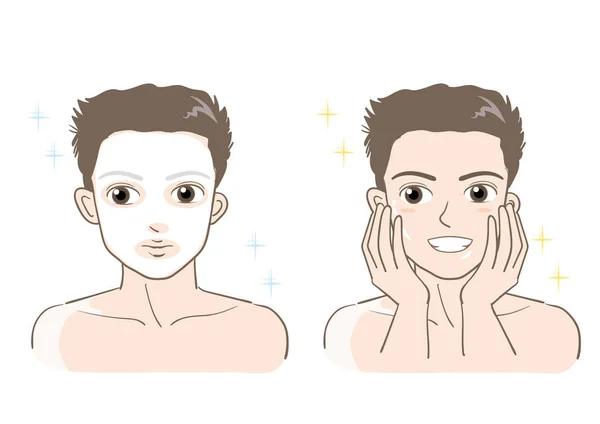 Kosmetisches Hautpflegeset Für Männer Typ Lächeln — Stockvektor