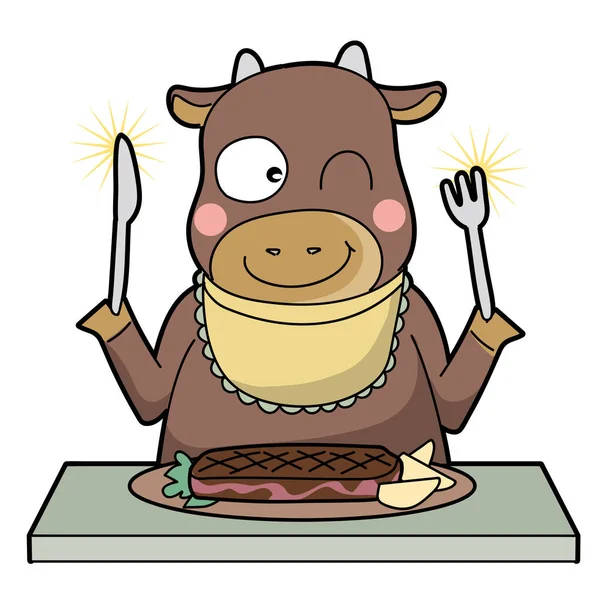Cannibalisme Vache Sourire — Image vectorielle
