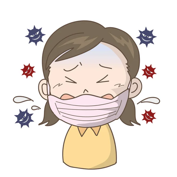 インフルエンザと風邪 女の子の防止 — ストックベクタ