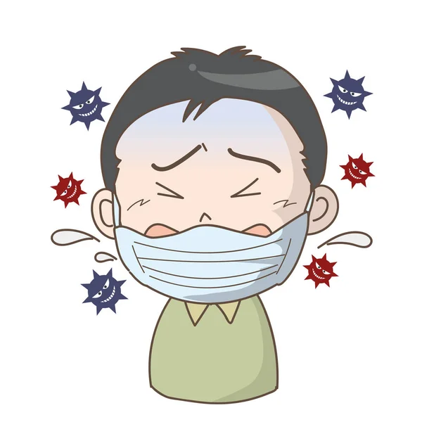 インフルエンザと風邪 少年の防止 — ストックベクタ