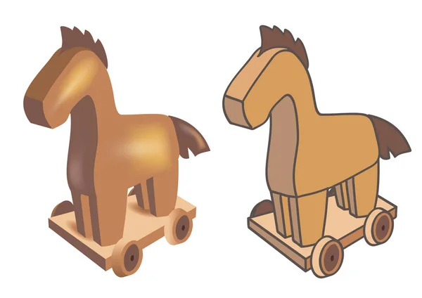 Caballo Troya Tridimensional Plano — Vector de stock