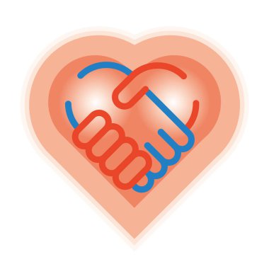 Kalp logosu / el sıkışma ve kalp resmi