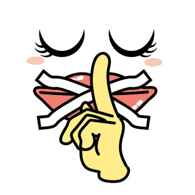 Mouth tape - woman character with index finger clipart