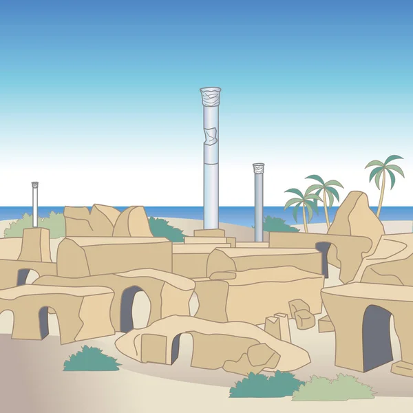 Ruines Carthage Tunisie — Image vectorielle