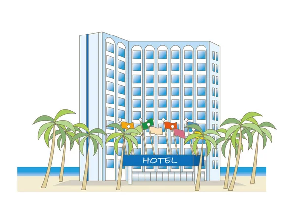 Resort Hotel at beachside — Stock Vector