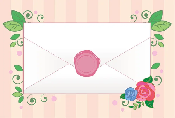 封筒とシールの花背景 — ストックベクタ