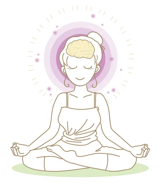 Meditazione Yoga Posa Donna — Vettoriale Stock