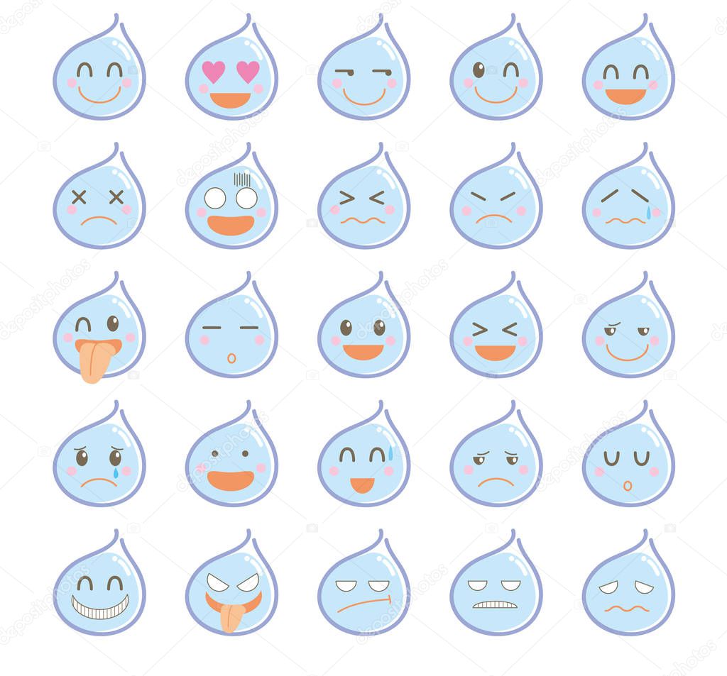 Character icon set  Cute water drop