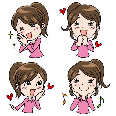 Kız duygusal ifade kümesi - mutluluk