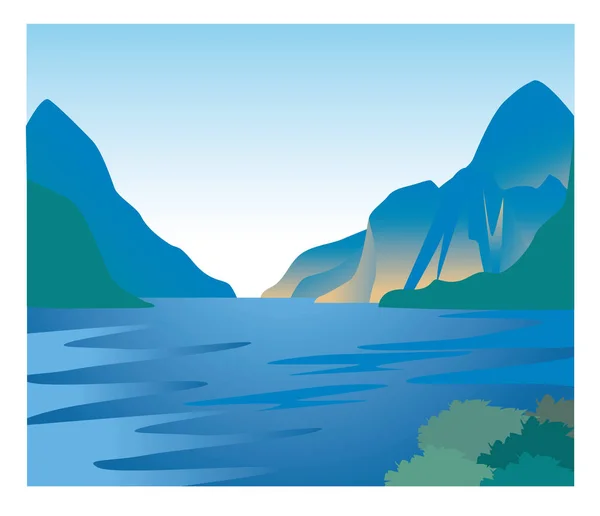 Image fjord - Paysage naturel — Image vectorielle