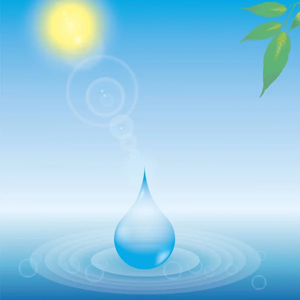 Transparante waterdruppels / onder de zon — Stockvector