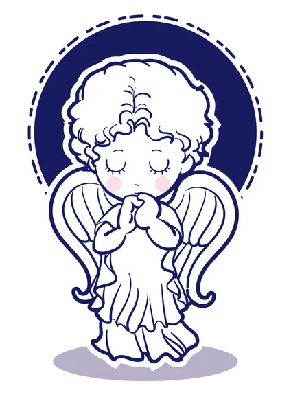 Oración Niño Imágenes Ángel Frente — Vector de stock