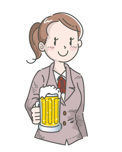 Trabalhador Escritório Brindar Com Cerveja —  Vetores de Stock