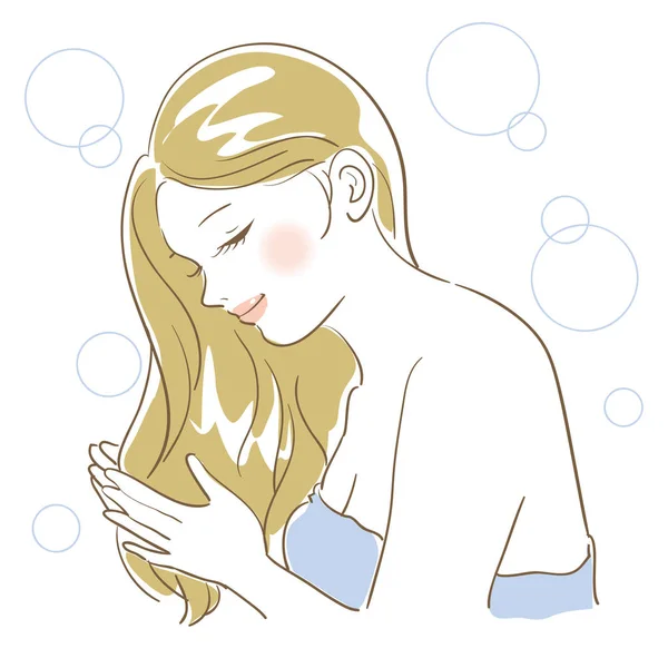 Femme Shampooing Beauté — Image vectorielle