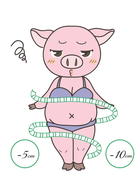 Dieta immagine maiale / Stile di vita delle donne - Forma del corpo preoccupazione — Vettoriale Stock