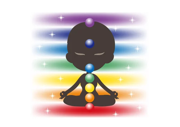 Meditación en siete chakras - Tipo Avatar — Archivo Imágenes Vectoriales