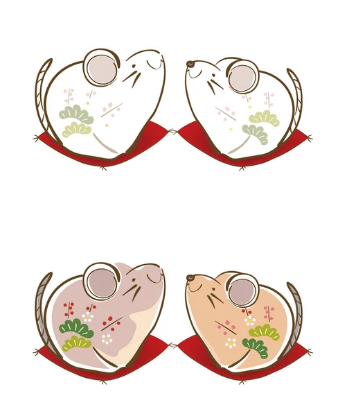 Materiale della carta di Capodanno, zodiaco carino mouse set — Vettoriale Stock