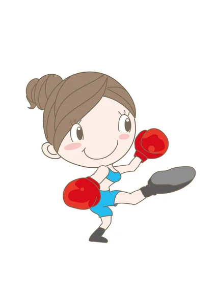 拳击姿势 身体健康的女人 — 图库矢量图片