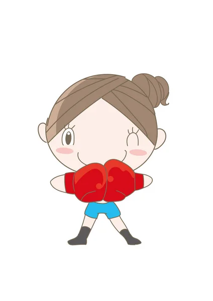 Pose Boxercise Mujer Disfrutando Aptitud — Vector de stock