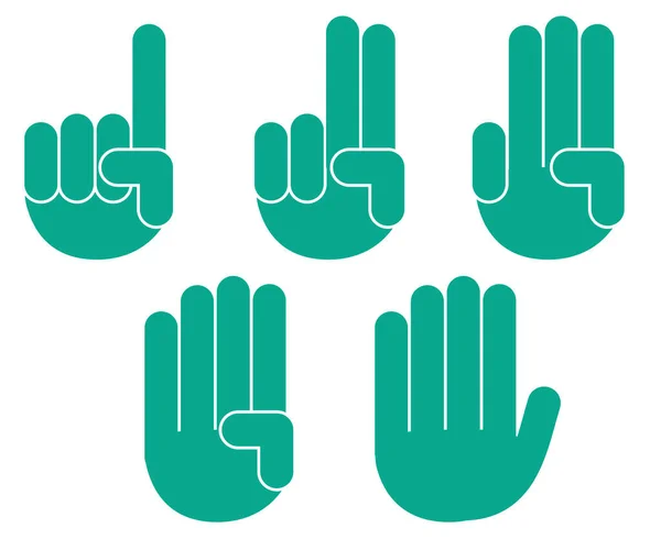 Hand Gesture Number Sign Set — Stock Vector