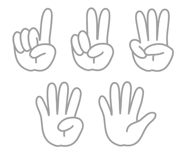 Geste Main Numéro Ensemble Signes — Image vectorielle
