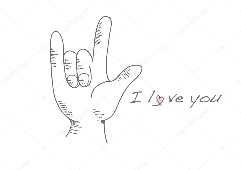 Hand gesture, i love you - Retro touch