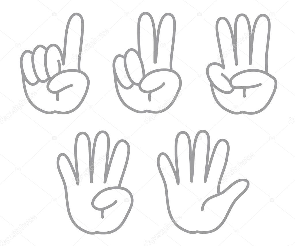 Hand gesture, number - sign set