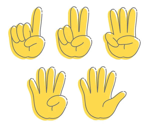Handgeste Zahl Zeichen Gesetzt — Stockvektor