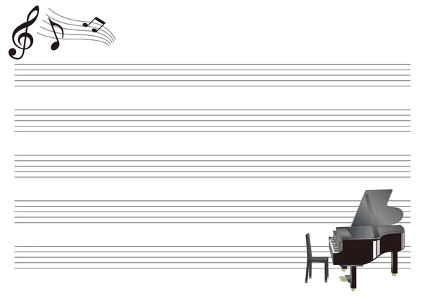 譜表記譜背景 グランドピアノ画像 — ストックベクタ