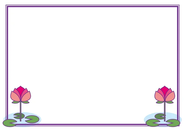 Lotus Flower Simple Border Design Card — Stock Vector
