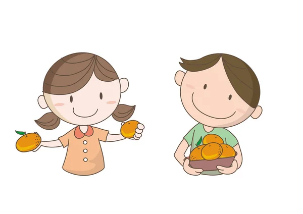 Naranja Recoger Imagen Los Niños Que Parecen Divertirse — Vector de stock