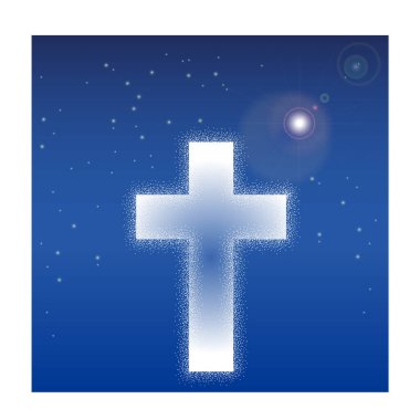 Uzayda yüzen şeffaf bir haç