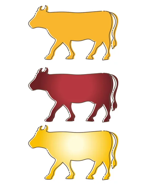 Conjunto Design Vaca Tipo 2021 Material Zodíaco Cartão Ano Novo —  Vetores de Stock