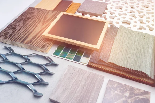 malzeme, ahşap, beton masaya örnekleri. İç tasarım malzeme fikir için seçin.