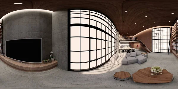 Illustration Sphärische 360 Grad Ein Nahtloses Panorama Des Zimmers Und — Stockfoto
