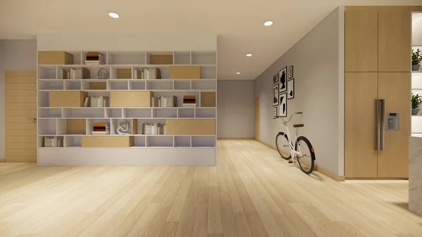Renderizado Casa Interior Moderna Sala Estar Abierta Con Moderno Estilo —  Fotos de Stock
