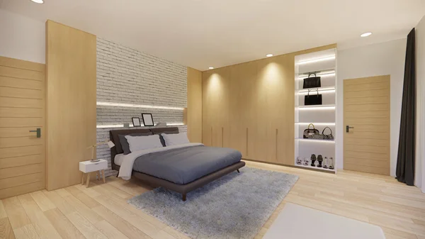 Renderização Interior Casa Moderna Espaço Aberto Com Kitchen Loft Estilo — Fotografia de Stock