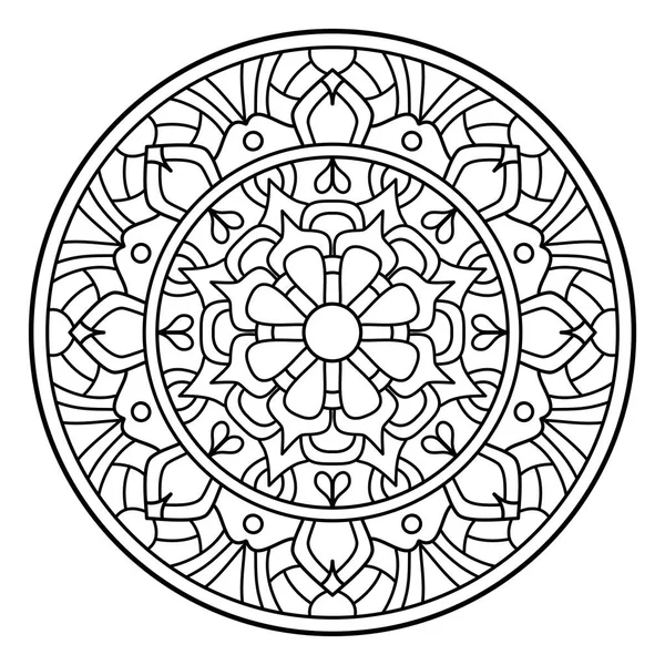 Hand drawn floral mandala with line in circle, round shape. botanical natural theme. for coloring book page, decoration, tattoo, wallpaper, sticker.