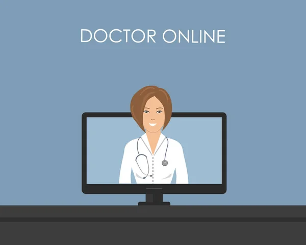 Online Konzultáció Egy Egészségügyi Szakember Orvos Online Koncepció Van Női — Stock Vector