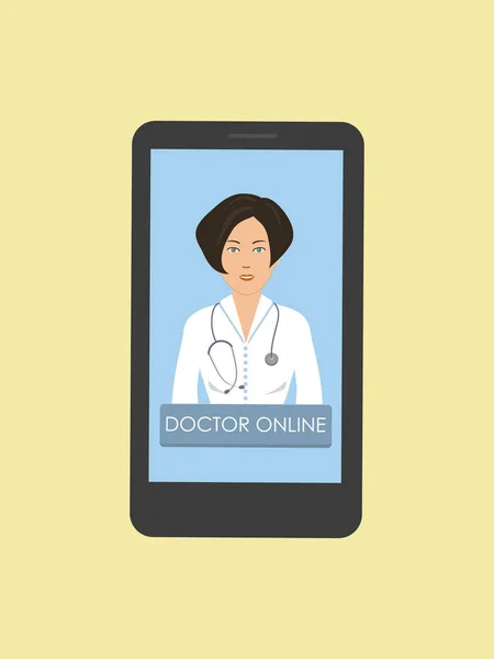Online Orvos Koncepció Online Konzultáció Egy Egészségügyi Szakember Női Orvos — Stock Vector