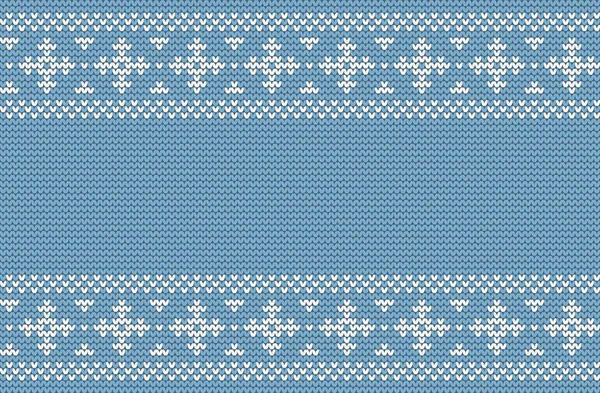 Nahtloses Strickmuster Auf Hellblauem Hintergrund Ornament Wintergrenze Kann Als Weihnachtlicher — Stockvektor