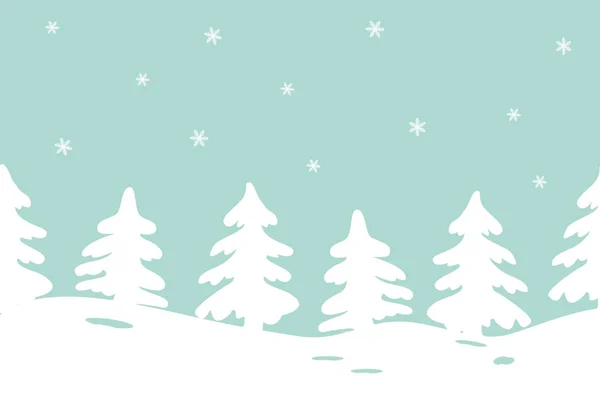 Зимний Пейзаж Бесшовная Граница Можно Использовать Рождественского Новогоднего Оформления Качестве — стоковый вектор
