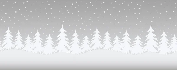 Kerstmis Achtergrond Winterlandschap Naadloze Grens Zijn Witte Sparren Een Grijze — Stockvector