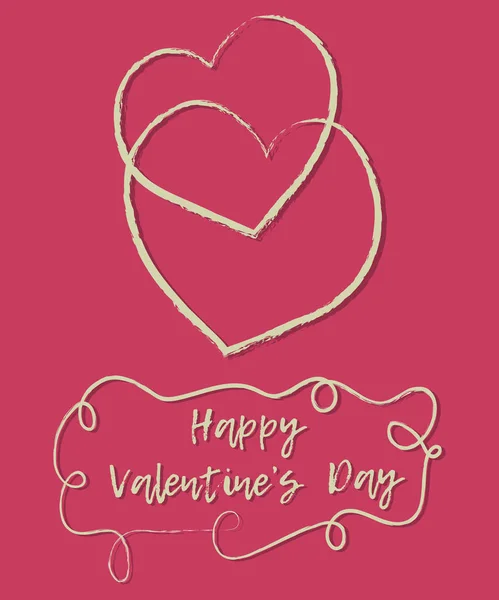 Happy Valentine Day Greeting Card Heart Text Vector Illustration — Stock Vector