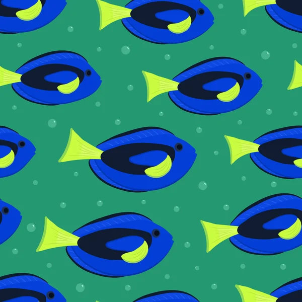 Безшовний Візерунок Акваріумними Рибами Фото Сині Хірургічні Риби Векторна Ілюстрація — стоковий вектор
