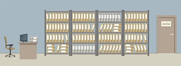 Archivo Cuarto Para Almacenaje Documentos Lugar Trabajo Del Archivero Hay — Vector de stock