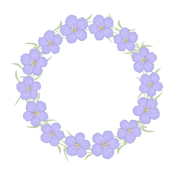 Bloemen Krans Een Witte Achtergrond Floral Ronde Frame Van Lichtpaarse — Stockvector