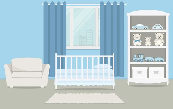 Habitación Niño Para Bebé Recién Nacido Dormitorio Interior Para Niño — Vector de stock